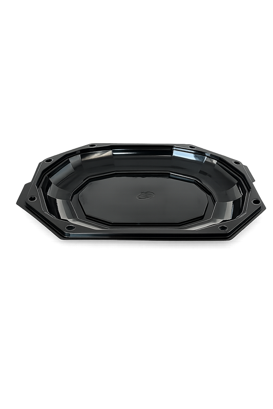 Platouri ovale negre pentru servire, 45 cm, 10 buc/set