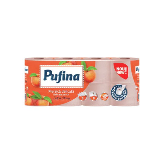 Pufina hartie igienica, piersica, 3 straturi