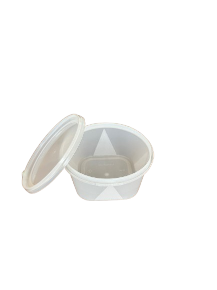 Boluri pentru supa din PP transparent cu sigiliu si capac transparent 560ml, 50buc/set