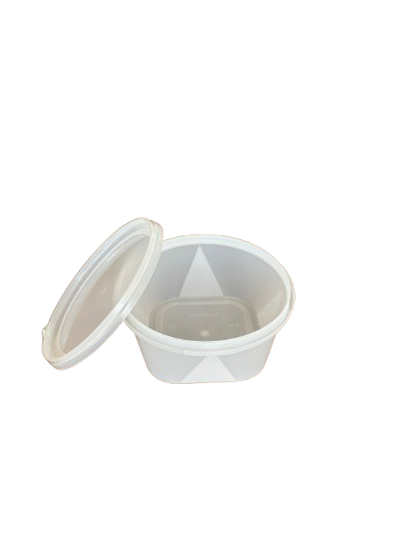 Boluri pentru supa din PP transparent cu sigiliu si capac transparent 560ml, 50buc/set