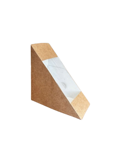Cutii triunghi natur sandwich cu fereastra, 65mm, 100 buc/set