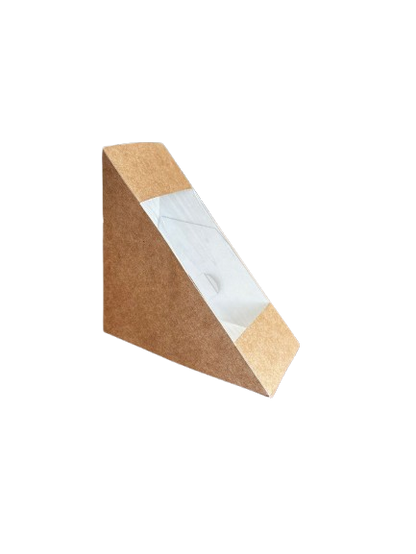 Cutii triunghi natur sandwich cu fereastra, 65mm, 100 buc/set