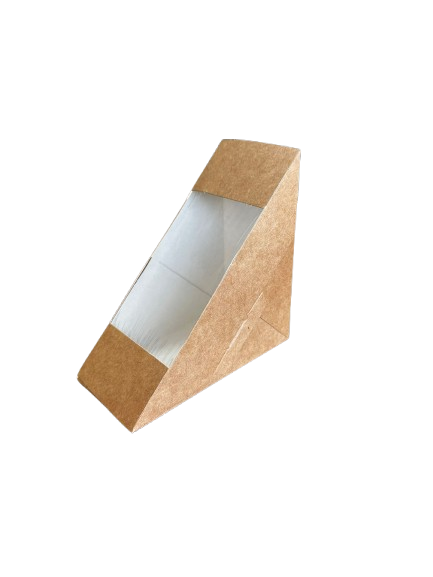 Cutii triunghi natur sandwich cu fereastra, 65mm, 100 buc/set