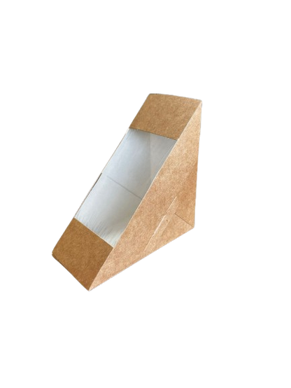 Cutii triunghi natur sandwich cu fereastra, 65mm, 100 buc/set